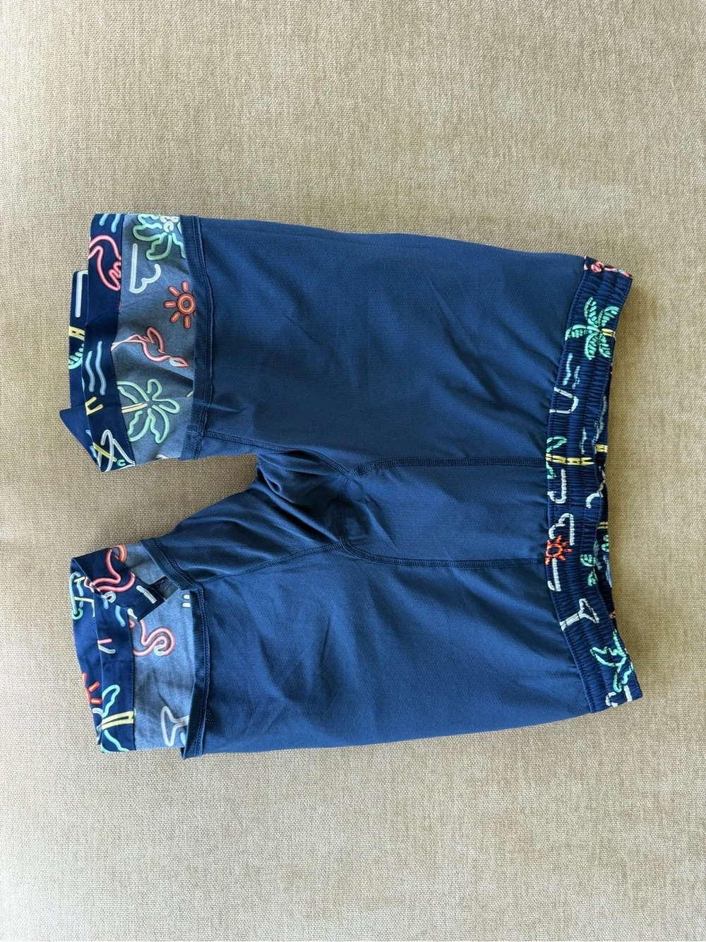 chubbies Navy Neon Tropical Swim Trunks
